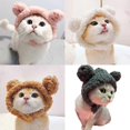 thumbnail image 2 of Bonito gorro de oso para disfraz de gato, gorro con orejas para mascota, gorro cálido., 2 of 5