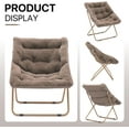 thumbnail image 5 of YEXJ Saucer Chair for Adult, Square Comfy Cozy Chair Folding Chair Faux Fur Metal Frame Foldable Reading Chair Accent Chair for Bed Room Living Room Set of 2, Light Brown, 5 of 10