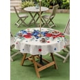 thumbnail image 5 of Outdoor Tablecloth with Umbrella Hole Zipper 4th of July Round Tablecloth 60" Waterproof Outside Table Cloth Blue Red Stars Independence Day Rustic Patio Table Cover Tablecloths for Picnic Party, 5 of 8