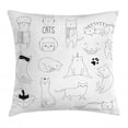 thumbnail image 1 of Cats Throw Pillow Cushion Cover, Cat Scribbles Cute Lovers in a Box Grumpy Look Kitten Cuteness with Whiskers, Decorative Square Accent Pillow Case, 18" X 18", Dark Chestnut Brown, by Ambesonne, 1 of 2