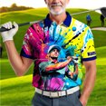 thumbnail image 6 of HOMYGIFTS Men’s Pop Art Neon Grunge Golf Polo – Graffiti Spray & Metallic Sunburst, 6 of 10