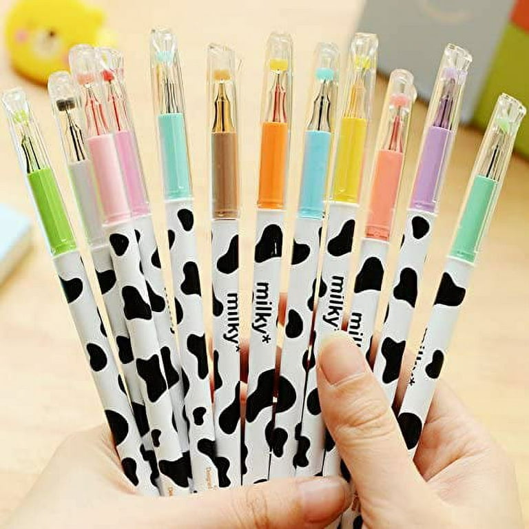  NYKKOLA Diamond Cute Gel Pen Milky Cow Pens,12PCS 0.35mm  Extra-Fine Ballpoint Pen Perfect for Office School Supplies Gifts for Boys  Girls(Milk 12 Pcs) : Office Products