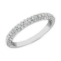 0.40 T.C.W Round Shape Natural Diamond Latest Design Wedding Eternity Band for Women Solid 18K White Gold Size 8