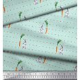 thumbnail image 3 of Soimoi Crepe Silk Fabric Carrot & Rabbit Dots Print Fabric by the Yard 42 Inch Wide, 3 of 5