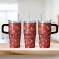 thumbnail image 2 of Cherry 20oz Stainless Steel Tumbler with Handle and Straw – Insulated Travel Cup with Sliding Lid, 360° Full Wrap Printed Mug for Home, Outdoor & Sports Use, Fruit, 2 of 6