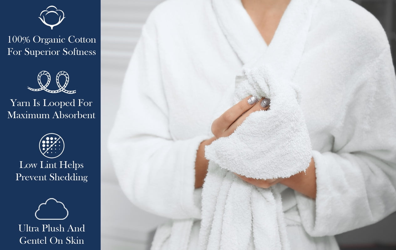 A1 Home Collections LLC Delara Organic Cotton Luxuriously Plush  Hand Towel Pack of 2 |GOTS & OEKO-TEX Certified |650 GSM Long Staple | Quick Dry &