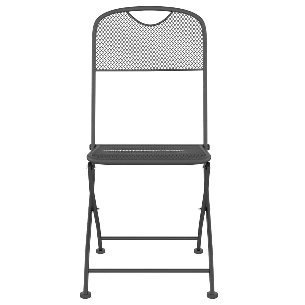 vidaXL 2/4x Folding Patio Chairs Expanded Metal Mesh Anthracite Garden Outdoor
