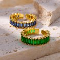 thumbnail image 3 of Anillos cuadrados de circonita cúbica para hombres y mujeres, acero inoxidable, Color dorado, cristal, anillo de boda, joyería de lujo, regalo, 3 of 5