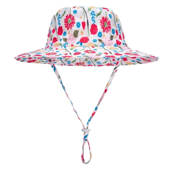 KPOPLK Baby Sun Hat UPF 50 Sun Protective Toddler Bucket Hat Summer Kids Beach Hats Wide Brim Outdoor Play Hat for Boys Girls(1-3 Years,Red)