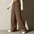 thumbnail image 4 of BRDFRL Women Wide Leg Sweatpants Drawstring Waisted Baggy Sweatpants Straight Leg Oversized Flowy Joggers Pants with Pockets Brown M, 4 of 6
