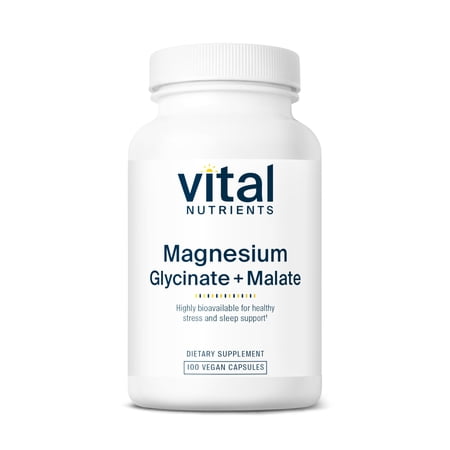 Vital Nutrients Magnesium Glycinate + Malate | 120mg Vegan Magnesium Supplement for Women and Men | Muscle, Heart, Bone Support | Promotes Relaxation | Gluten, Dairy and Soy Free | 100 Capsules
