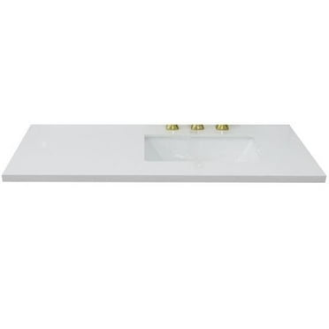 Bellaterra Home 430002-43R-WER 43 in. Quartz Countertop & Single Rectangle Right Sink, White
