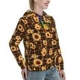 thumbnail image 6 of Uemuo Brown Plaid Sunflower Pattern Women's Hoodie with Eye-catching Drawstrings- Casual Pullover Hoodie with Kangaroo Pocket, Stylish Hooded Sweatshirt-X-Large, 6 of 7