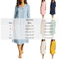 thumbnail image 2 of Guieoi Cotton-Linen Dresses for Women Solid-Color Collared 3/4-Sleeve Dress with Pockets Green L, 2 of 4