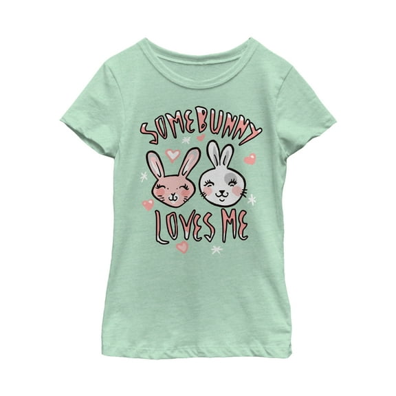 Girl's Lost Gods Easter Bunny Love  Graphic Tee Mint Small
