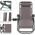 thumbnail image 4 of LACOO 2 Pieces Brown Patio Zero Gravity Chair Camp Reclining Lounge Chairs Outdoor Lounge Patio Chair with Adjustable Pillow, 4 of 6