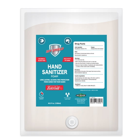 My-Shield Hand Sanitizer Foam, 40.5 oz (1.2 liter) dispenser refill bag, (Single Bag)