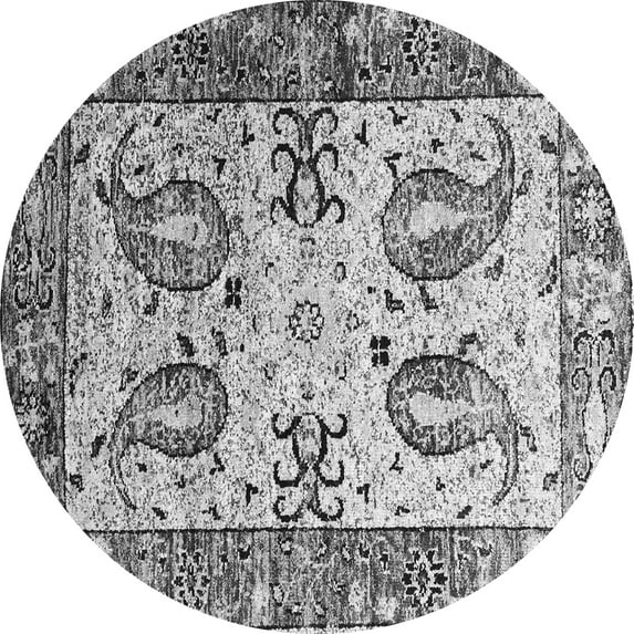 Ahgly Company Indoor Round Abstract Gray Contemporary Area Rugs, 8' Round