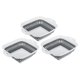 thumbnail image 1 of Cuadrado Plegable Coladores Juego 3 uds, Plegable Colador Cesta Multifuncional Cocina Fruta Vegetal Lavado Cesta Filtro Organizador-Gris, 1 of 5
