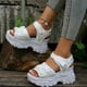 thumbnail image 3 of Sandalias De Plataforma De Color Sólido Para Mujer, Sandalias Casuales Con Correa De Gancho Y Bucle, Zapatos De Moda Y Cómodos, 3 of 4