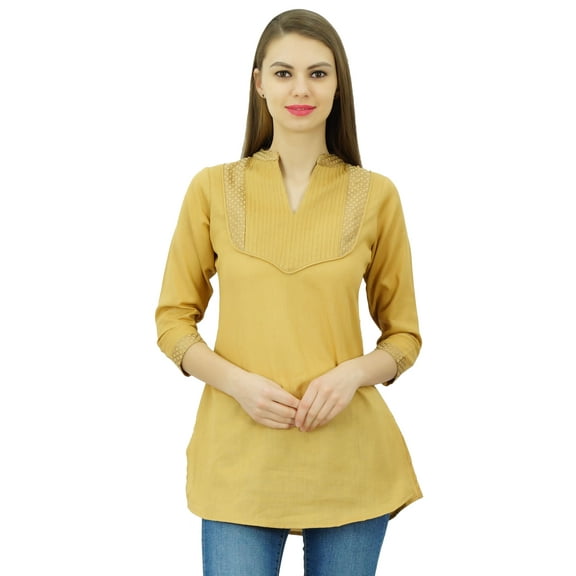 Phagun Women's Cotton Tunic Top 3/4 Sleeves Summer Top Indian Ethnic Blouse