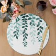 thumbnail image 3 of Teal Ombre Botanical Round 15 Inch Placemats Set of 2, Watercolor Pastoral Leaf HeatResistant Non Slip Place Mats for Dining Table, Wipeable Braided Kitchen Table Mats for Housewarming, 3 of 9