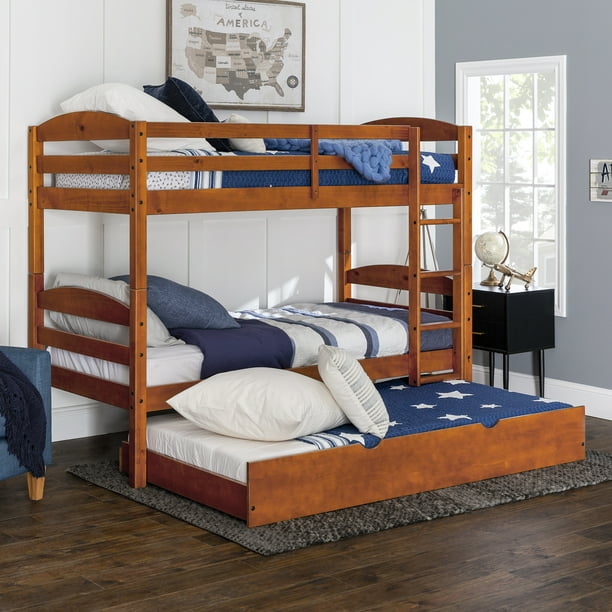 Solid Wood Twin Over Cherry Bunk, Cherry Bunk Bed