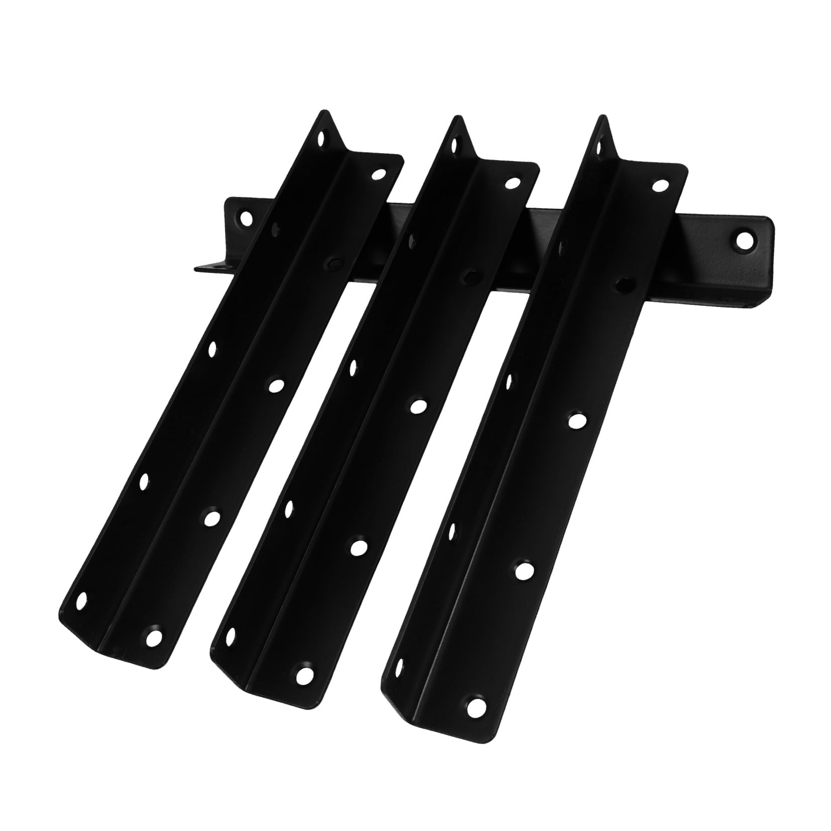 HEMOTON 4-Pack Black Metal Shelf Brackets 20x2.5x2.5 cm Heavy Duty Wall Mount Supports
