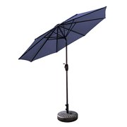 WestinTrends Paolo 9 Ft Patio Umbrella with Base Included, Market Table Umbrella with 20 Inch Fillable Bronze Round Base, Navy Blue