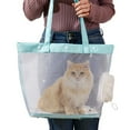 thumbnail image 5 of PPgejGEK Mint Green Transparent Nylon Mesh Cat Carrier Bag, 26.3x12.6x7 Inches Foldable Breathable Pet Tote with Legs Out Design for Outdoor Walking Travel, 5 of 6