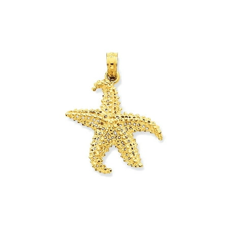 Gold Starfish Charm - 14K Yellow Gold Open-Backed Starfish Charm Pendant - 24mm