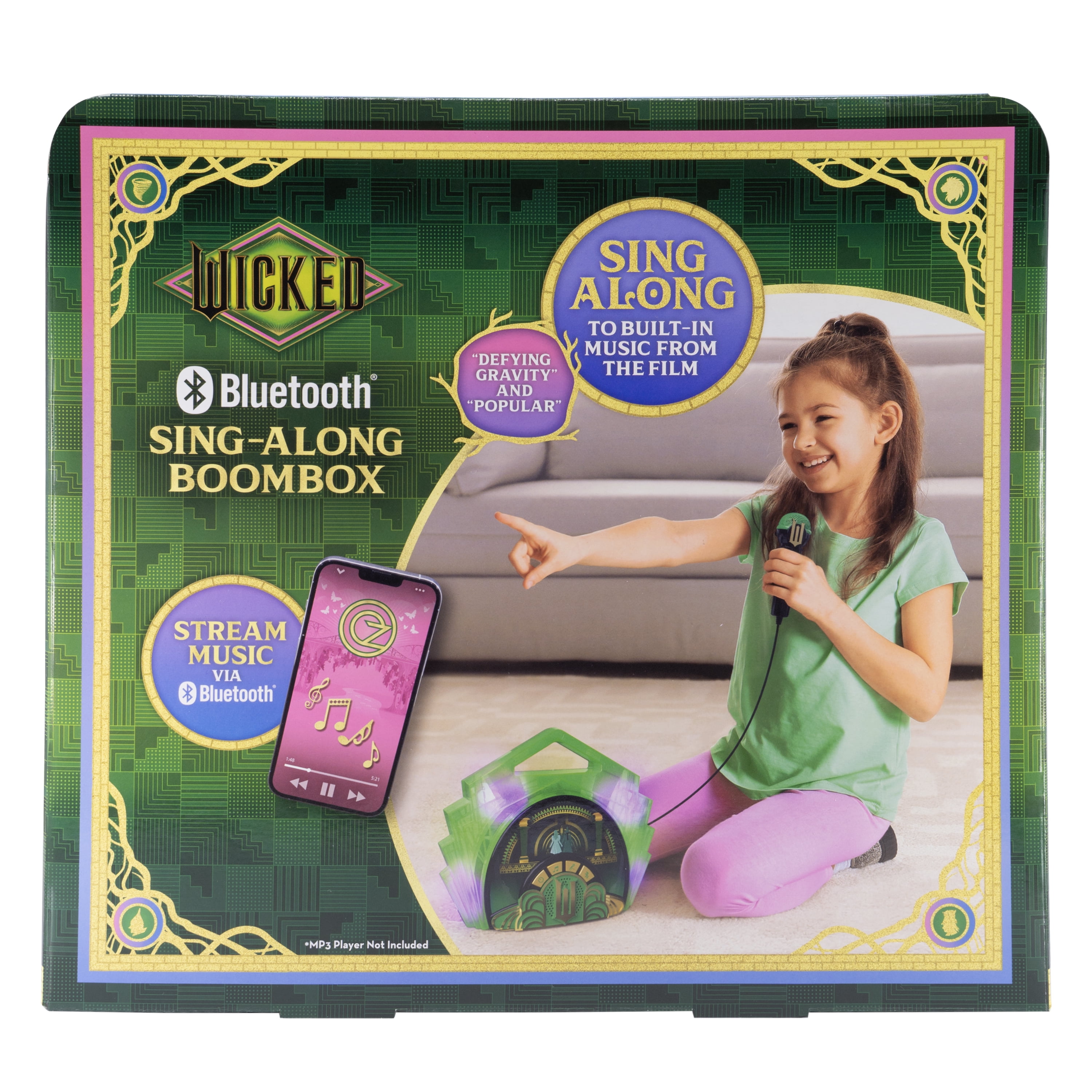 Wicked Kids Bluetooth Sing-Along Boombox with Microphone for Children Ages 3 and up