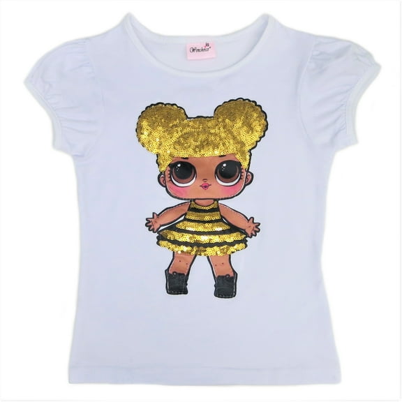 Wenchoice White Lol Queen Bee Sequins Short Sleeve Shirt S(1-2Y)