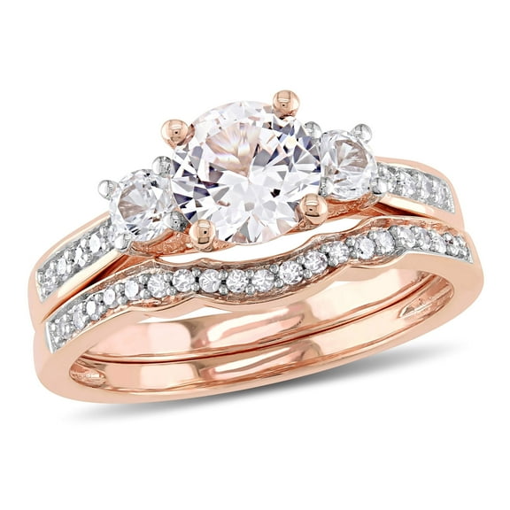 Everly Women's Created Sapphire 10k Rose Gold Bridal Set