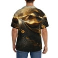 thumbnail image 3 of Logiee Luxurious Gold Flow Print Men's Button Down Shirts Short Sleeve, Summer Beach Shirts,Vacation Wedding Shirts,Men's Casual Button-Down Shirts with Pocket-XX-Large, 3 of 5