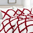 thumbnail image 3 of D.N.G. BEDDINGS 5 Piece Luxury Two Tone Diamond Ruffle Pattern Comforter Set Premium Super Soft, All Season 800 Thread Count 100% Egyptian Cotton Oversized Super King Size Red/White Solid Color, 3 of 4
