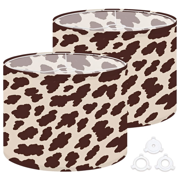 Lamp Shades Set of 2 Easy Assembly cow horse print big brown spots animal textured Drum Lampshades for Table Lamps Floor Lamps Pendant Light 13"x13"x10" Replacement Lamp Shade