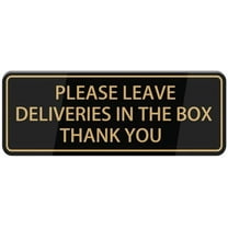 Please Leave Deliveries In The Box Thank You Sign, Self Adhesive Sign For Front Door Or Wall 10"X3" Quick And Easy Installation Design For Your Home, Office, Public, Yard