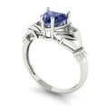 thumbnail image 2 of 1.05 ctw Claddagh Anniversary Ring for Women | Heart Cut Simulated Tanzanite | Hyperallergenic Solid 18K White Gold, 2 of 5