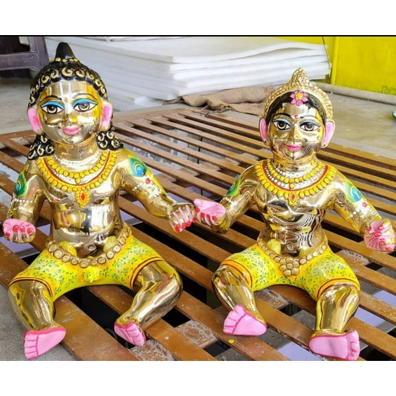 painted laddu Gopal and Radha rani statue - 11" height