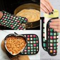 thumbnail image 5 of Yayeee Oven Mitts and Pot Holder Set of 2 Heat Resistant Kitchen Gloves Baking Hot Pad, Green Block Pattern, 5 of 5