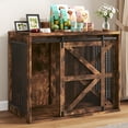 thumbnail image 4 of Blotout 47.2" Farmhouse Dog Crate Furniture, Large Wooden Dog Crate Furniture with Sliding Metal Mesh Barn Door and Solid Metal Tube & 2 Lockable Doors, XXL, Rustic Brown, 4 of 8