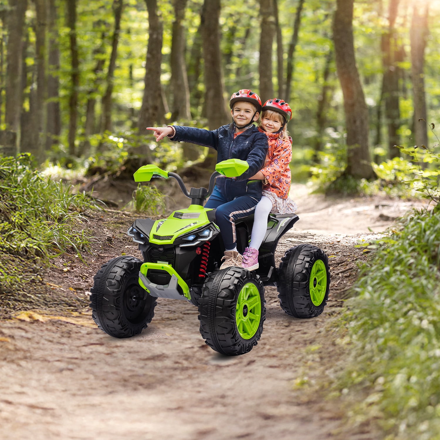 MUKIDY 24V Kids ATV 4-Wheeler, 24 Volt Ride on Toy for 3-8 Kid w/ 2x200W Motor, 5Mph Max Speed - Green