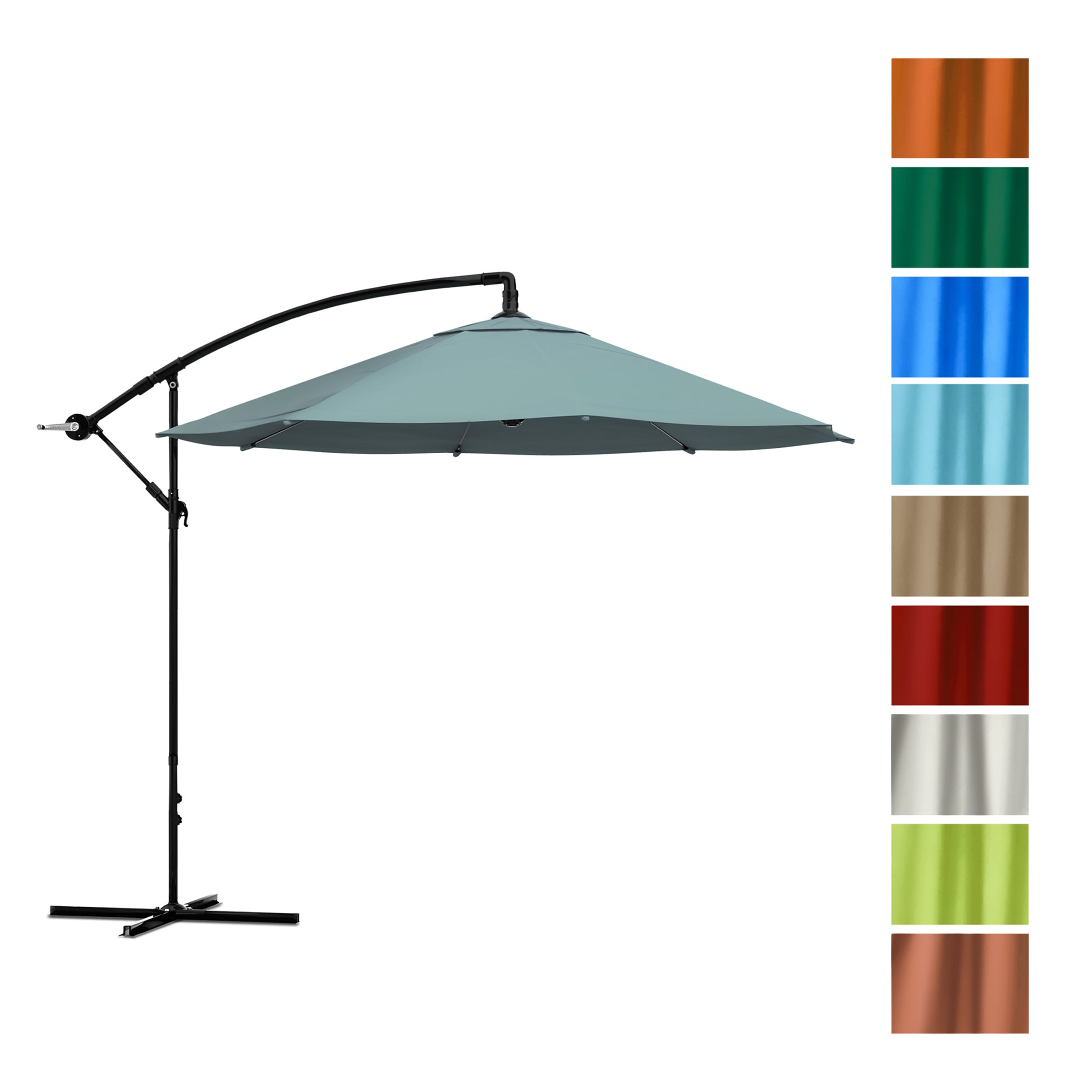 Pure Garden 10-Foot Offset Patio Umbrella with Crank and Base (Dusty Green)