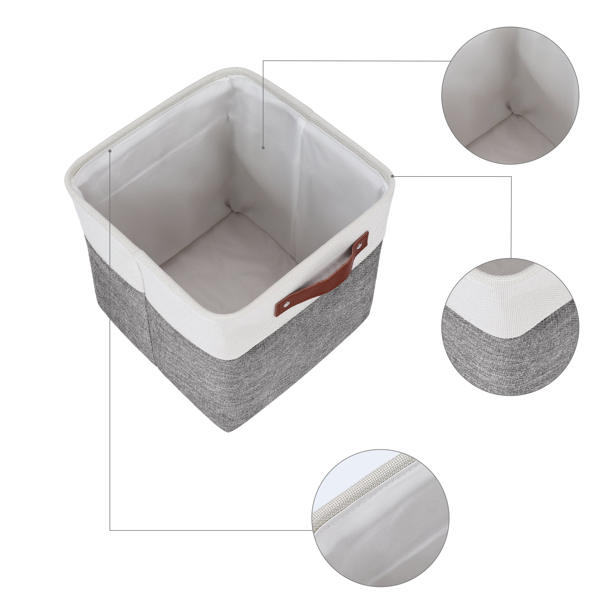 Unique Bargains Storage Cube Fabric Bin with Handles Gray 11*11*11in