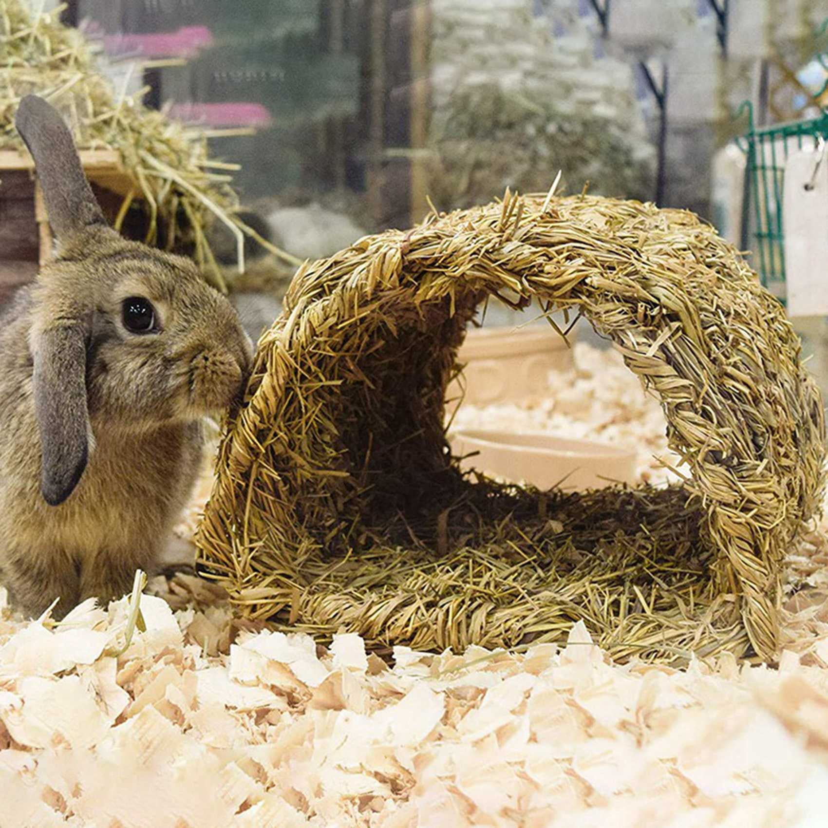 2X Grass House Tunnel Hutch Woven Hut for Laying Or Sleeping Edible Chew Home for Rabbits and Small Animals