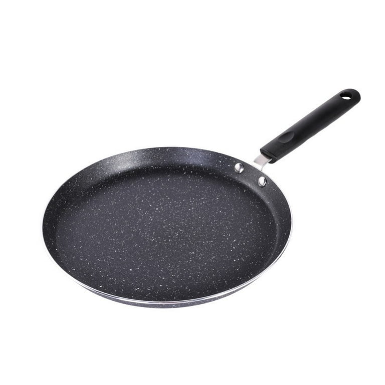 La Cuisine Cast Iron Crepe Pan with Wood Spreader Heat Resistant Handle  Sleeve Tawa Dosa Tortilla Pan 11.8 Dia Matte Black Enamel Coating PFOA Free