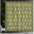 thumbnail image 3 of Ambesonne Hippie Shower Curtain, Floral Round Shapes Pattern, 69"Wx84"L, Green Brown Army Green, 3 of 4