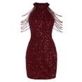 thumbnail image 5 of Arvbitana Women's Summer Mini Bodycon Dresses Sleeveless Round Neck Sequins Slim Dress Fashion Sexy Sheath Dress for Party, 5 of 9