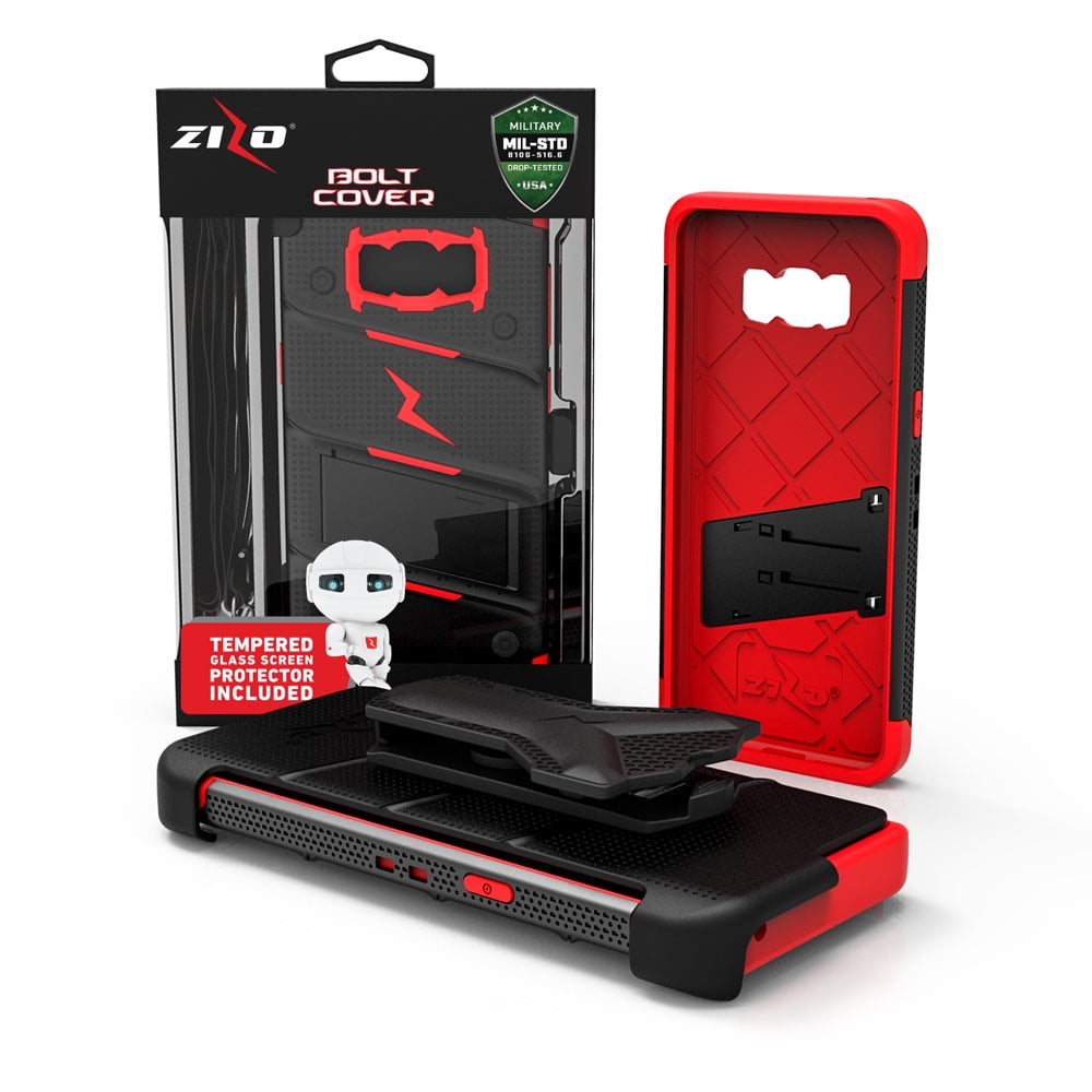 galaxy note 8 / s8 / s8 plus case, zizo bolt w/ screen protector and holster